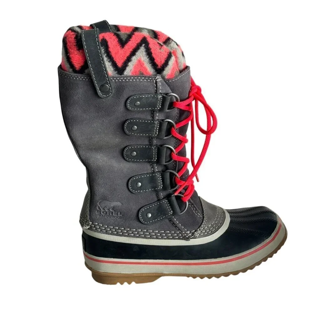 Sorel Joan of Arctic Knit gray Winter Waterproof Snow Boot NL2142-051 Women Sz 6